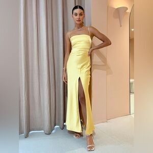 bec + bridge Nadia Yellow Maxi Dress with Slit